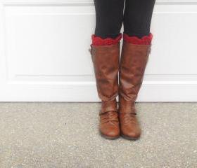 Scallop Boot Cuffs // Boot Socks in Red