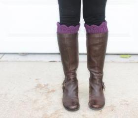 Scallop Boot Cuffs // Boot Socks in Mulberry Purple
