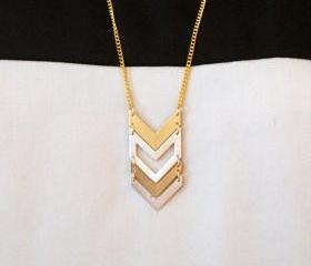Gold // Silver Chevron Bib Statement Necklace